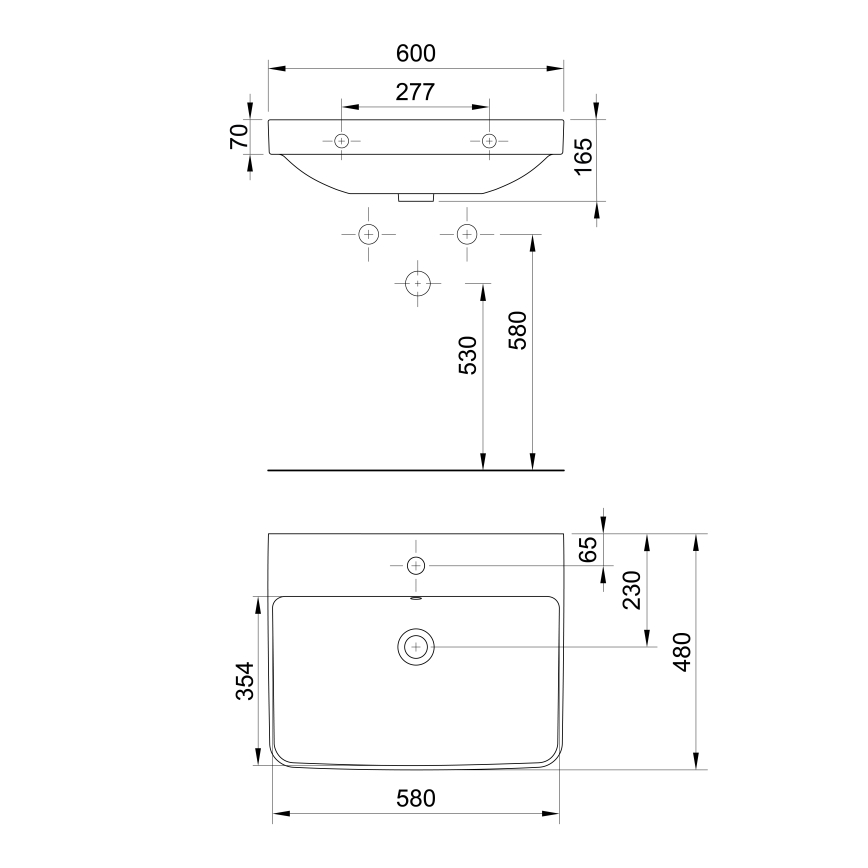 Bruckner - Lavabo da incasso NERON 60x48 cm bianco