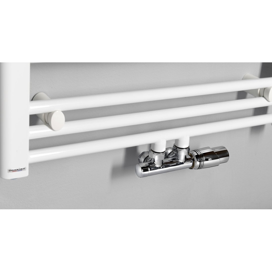 Bruckner - Lot de raccordement thermostatique pour raccordement central WICHER chrome brillant