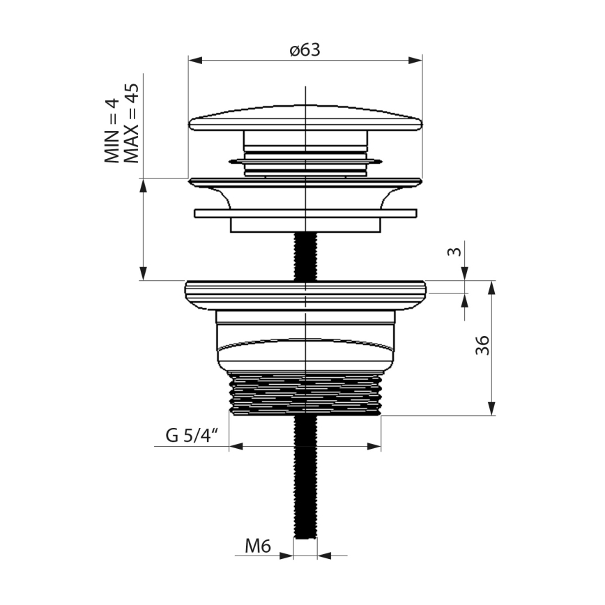 Bruckner - Scarico del lavandino CLICK-CLACK diametro 6,3 cm acciaio inossidabile