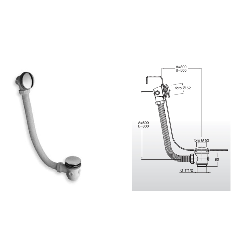 Bruckner - Set de baignoire CLICK-CLACK blanc/chrome brillant