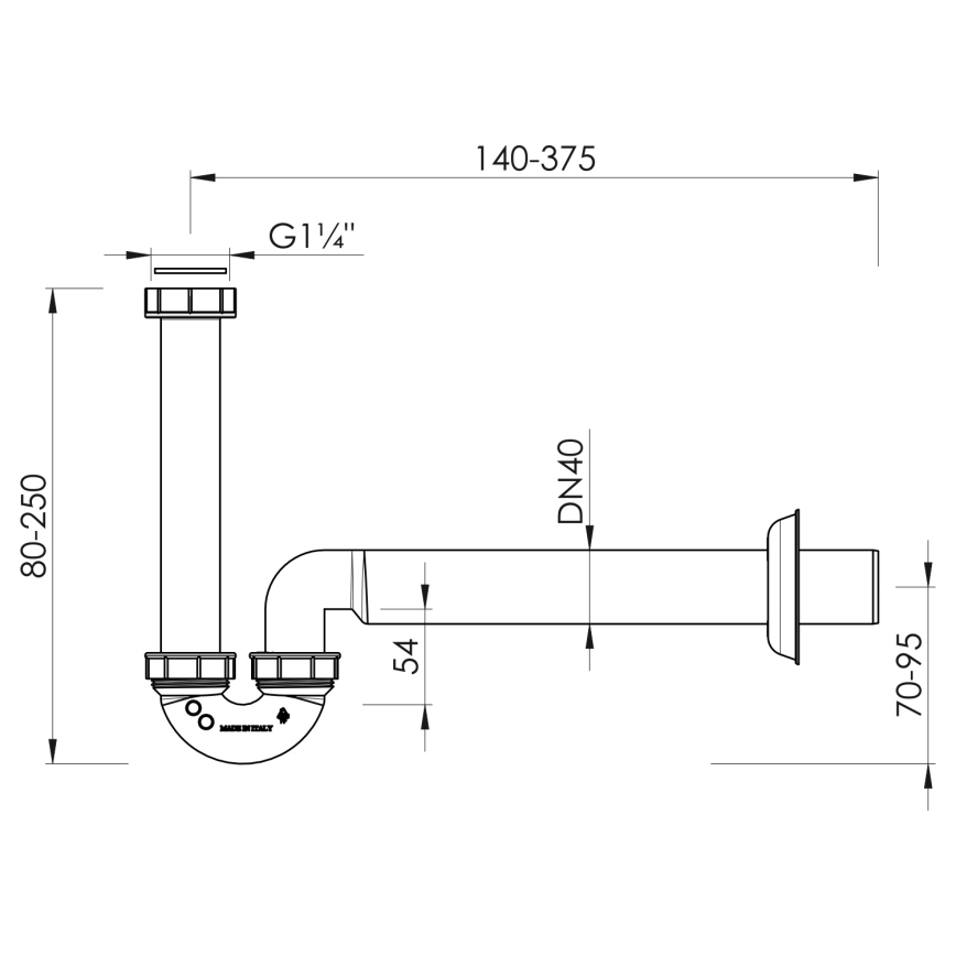 Bruckner - Sifone per lavabo/bidet basso DN40 bianco
