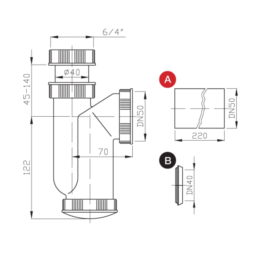Bruckner - Siphon d'évier DN50 blanc