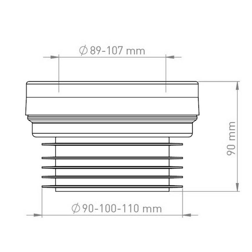 Bruckner - Toilet scarico cuff fisso, centrico nero/bianco