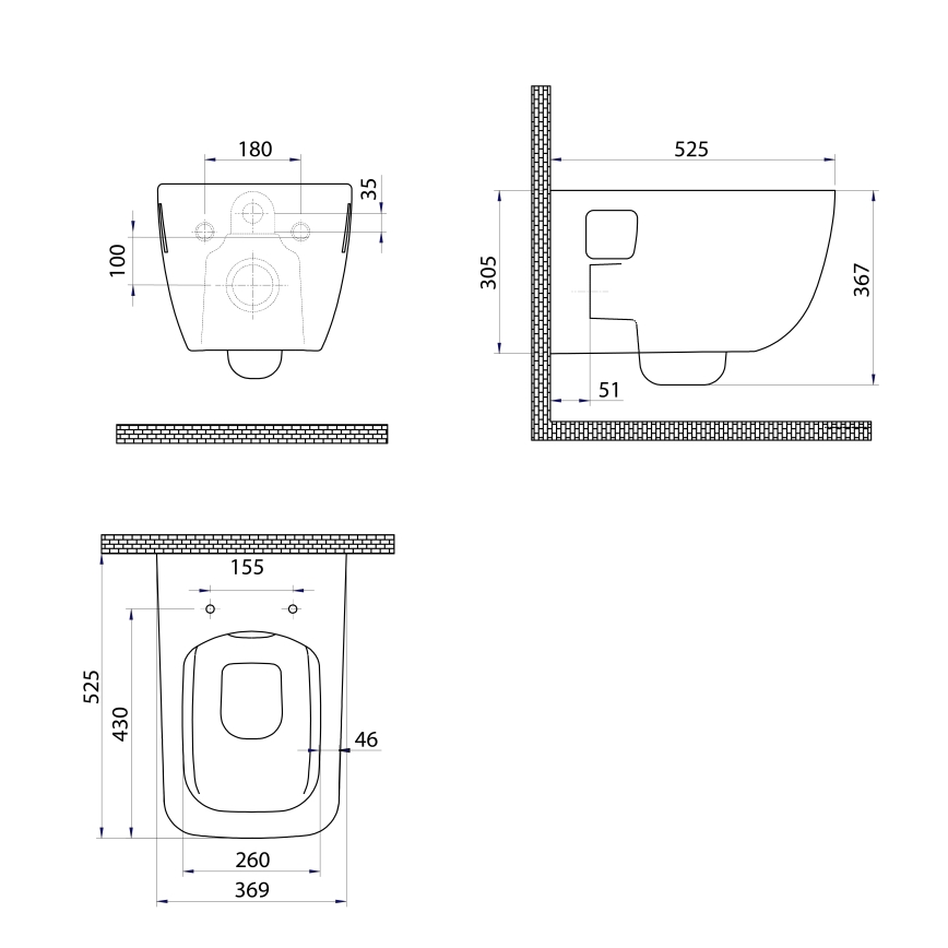 Bruckner - Toilettes suspendues Rimless WALTER céramique/blanc