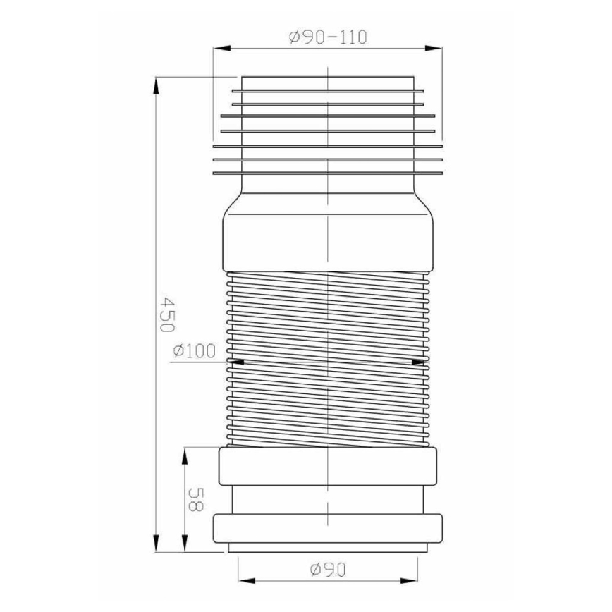 Bruckner - Collegamento flessibile per WC 45 cm bianco/nero