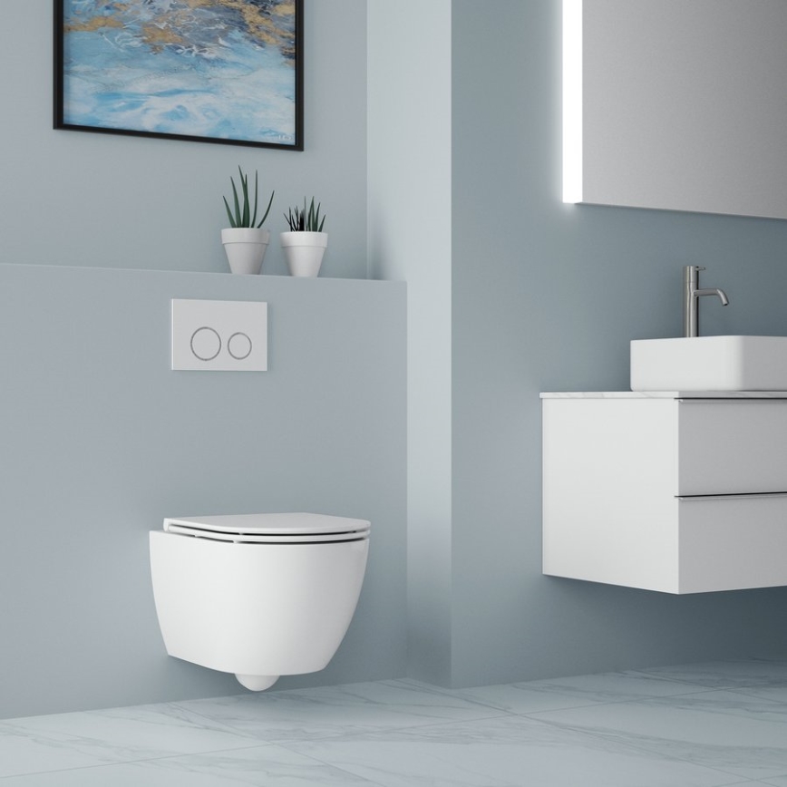 Bruckner - Wandhängende Toilette Vortex Rimless FULDA Keramik/weiß