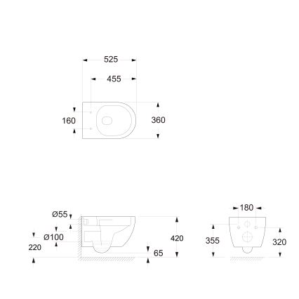 Bruckner - Wandhängende Toilette Vortex Rimless FULDA Keramik/weiß
