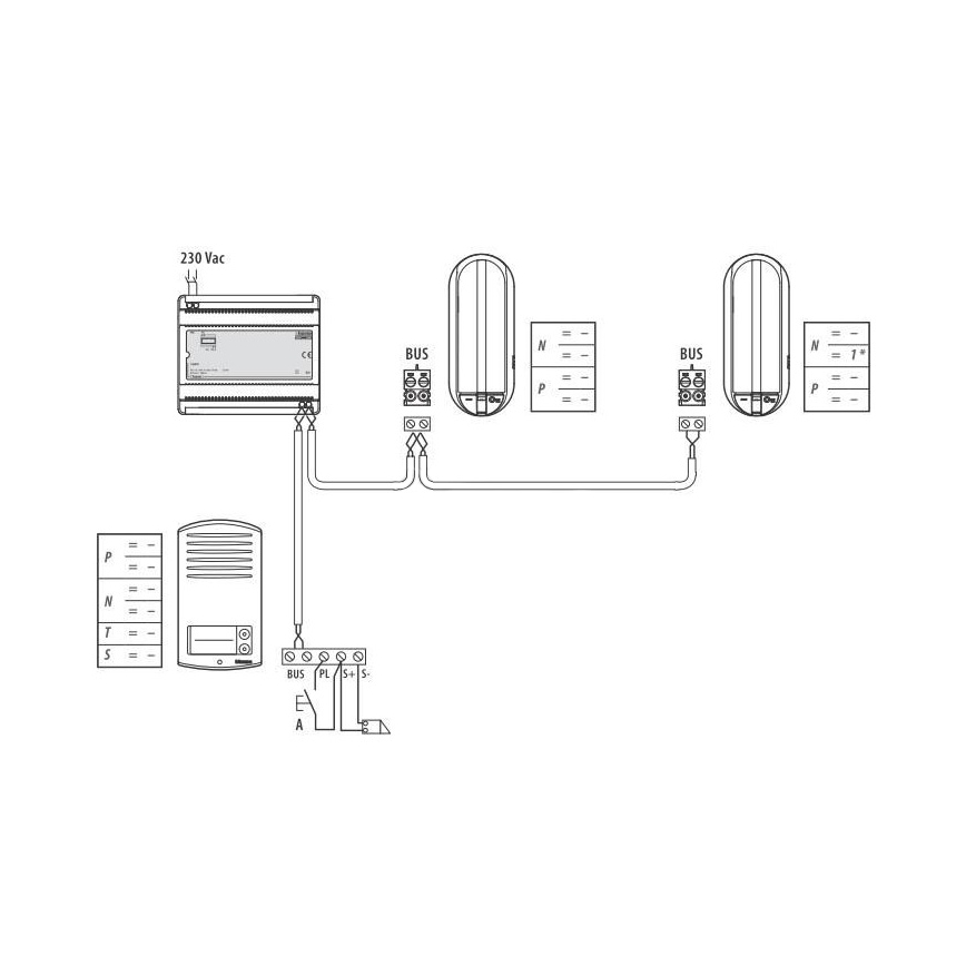 Bticino 366821 - Campanello per 2  appartamenti + pannello di input LINEA 2000