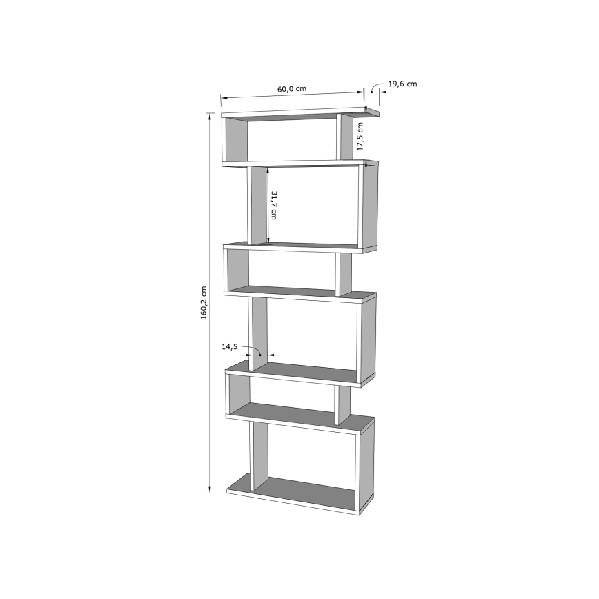 Bücherregal BATES 160x60 cm weiß/Eiche