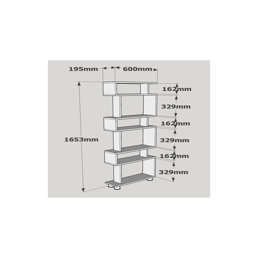 Bücherregal BLOK 165x60 cm weiß/braun