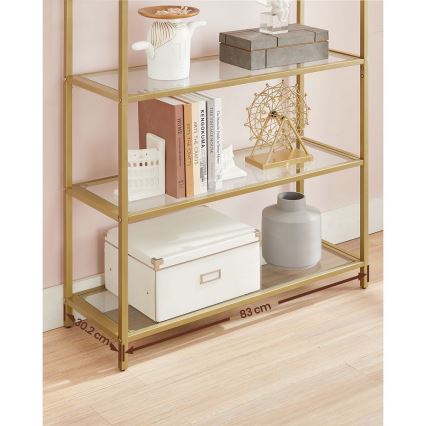 Bücherregal GLASY 83x184x30 cm, goldfarben