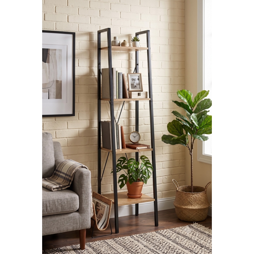 Bücherregal NARVIK 148x34 cm schwarz/Sonoma-Eiche