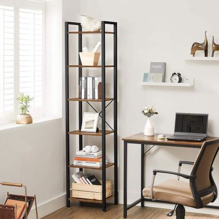 Bücherregal NAVARO 40x179x30 cm braun/schwarz