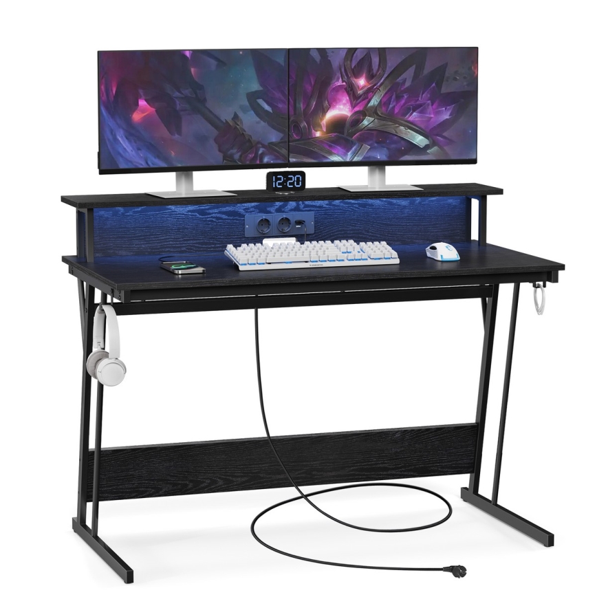 Bureau à éclairage intégré SOLEA-X noir