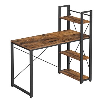 Bureau avec étagères SOLEA marron/noir