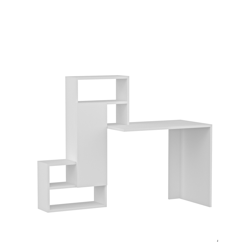 Bureau avec une étagère IRMAK 119x138,6 cm blanc