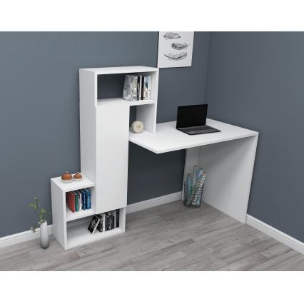Bureau avec une étagère IRMAK 119x138,6 cm blanc