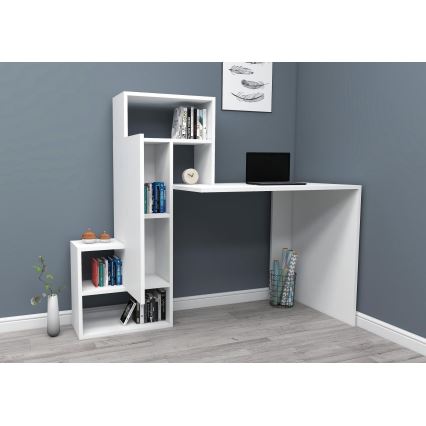 Bureau avec une étagère IRMAK 119x138,6 cm blanc