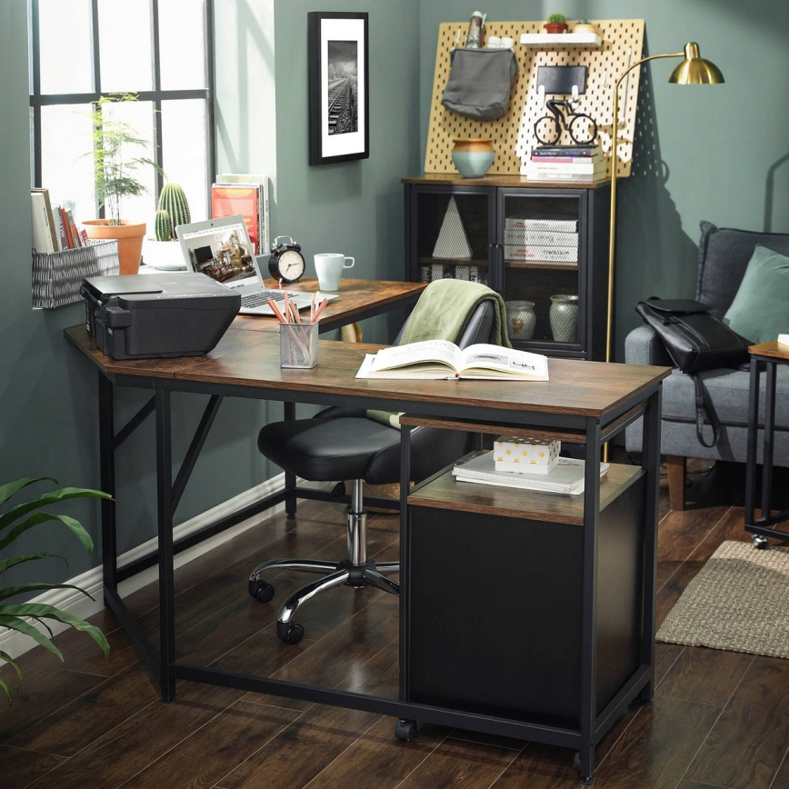 Bureau d'angle SOLEA marron/noir