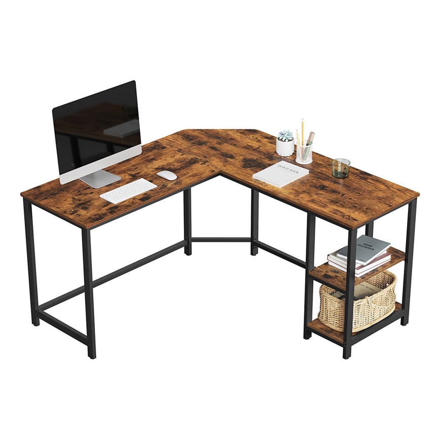 Bureau d'angle SOLEA marron/noir