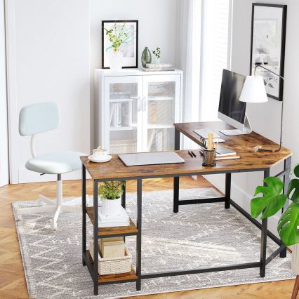 Bureau d'angle SOLEA marron/noir