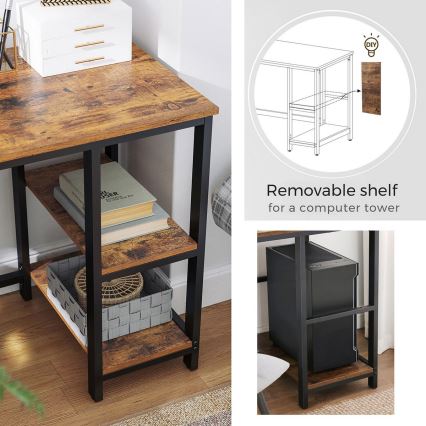 Bureau d'angle SOLEA marron/noir