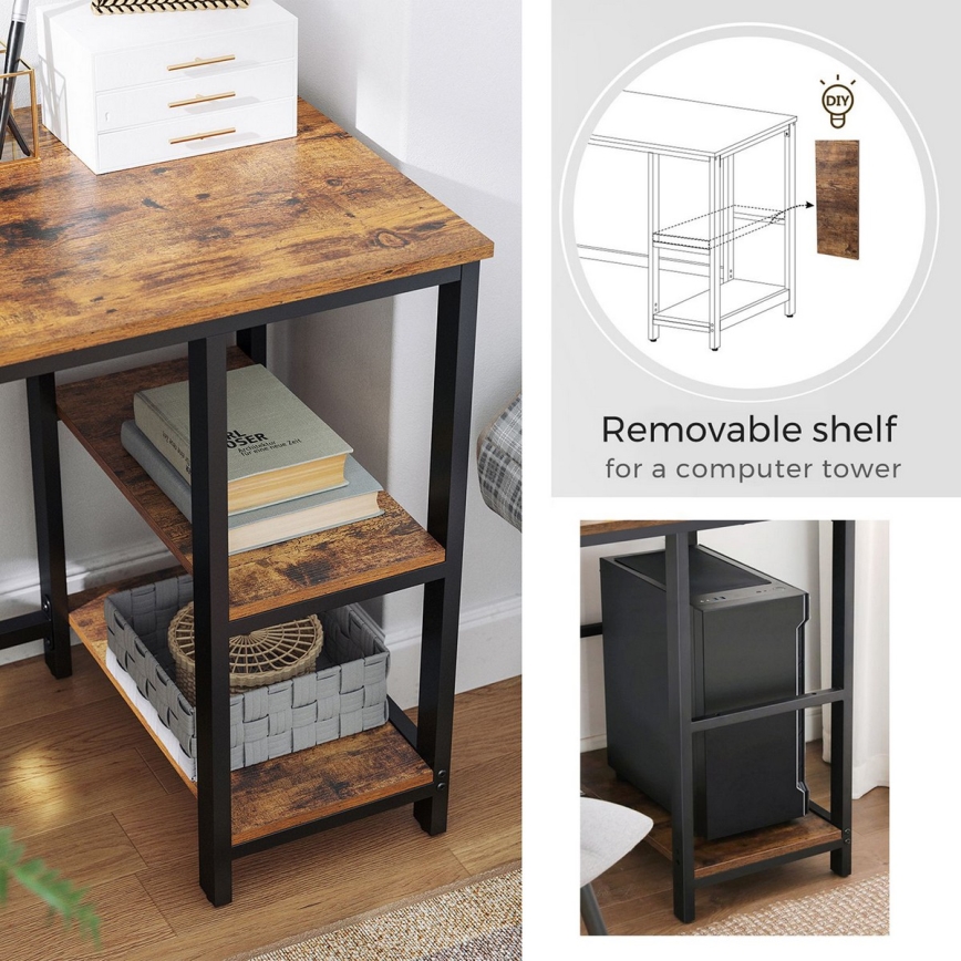 Bureau d'angle SOLEA marron/noir