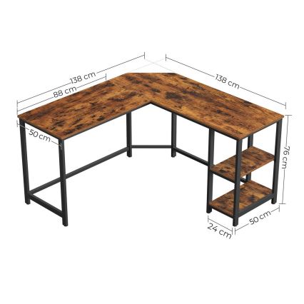 Bureau d'angle SOLEA marron/noir