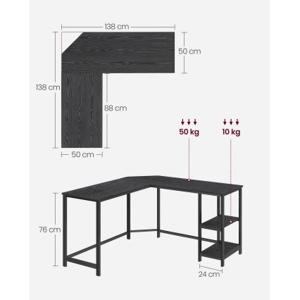 Bureau d'angle SOLEA noir