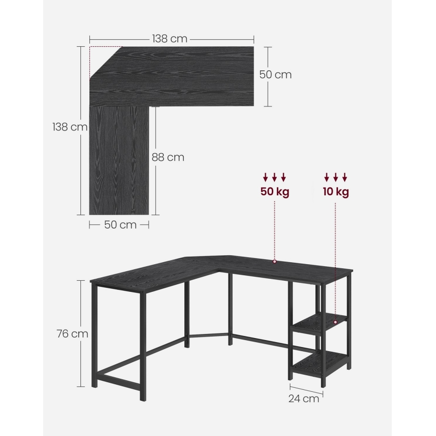 Bureau d'angle SOLEA noir
