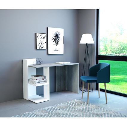 Bureau MARLO gris béton/blanc