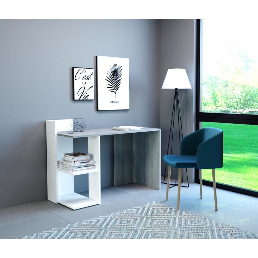 Bureau MARLO gris béton/blanc