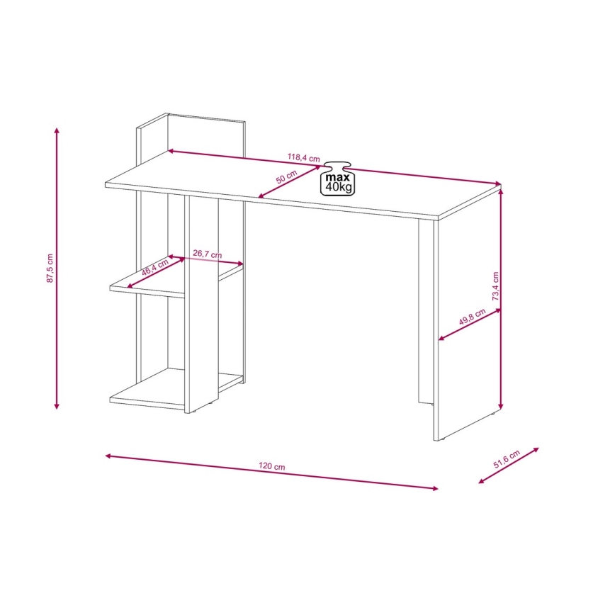 Bureau MARLO gris béton/blanc