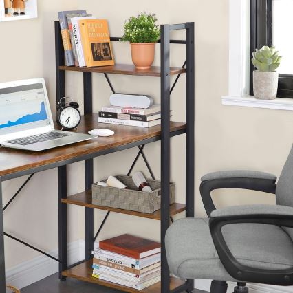Bureau avec étagères SOLEA marron/noir