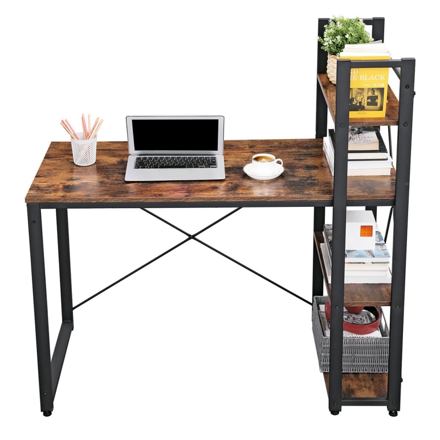 Bureau avec étagères SOLEA marron/noir