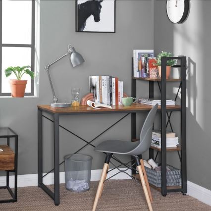 Bureau avec étagères SOLEA marron/noir
