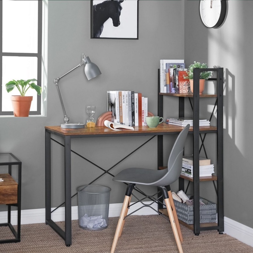 Bureau avec étagères SOLEA marron/noir