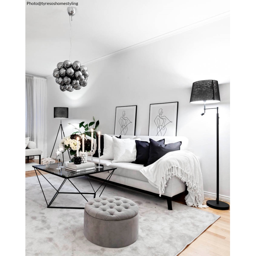 ByRydens - Piantana LED ORLANDO 1xE27/5W/230V + LED/3W nero diam. 36 cm