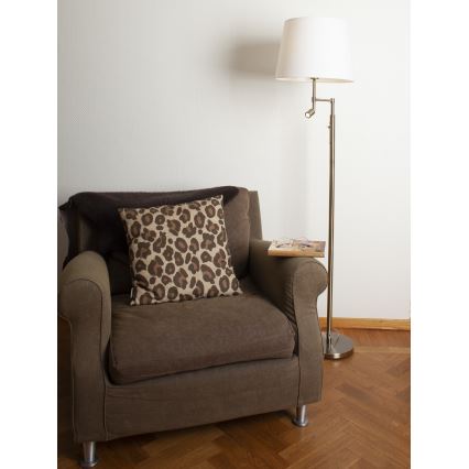 ByRydens - Lampadaire ORLANDO 1xE27/5W/230V + LED/3W blanc/bronze d. 36 cm