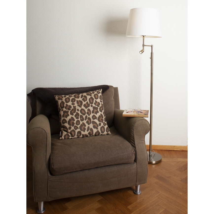 ByRydens - Lampadaire ORLANDO 1xE27/5W/230V + LED/3W blanc/bronze d. 36 cm