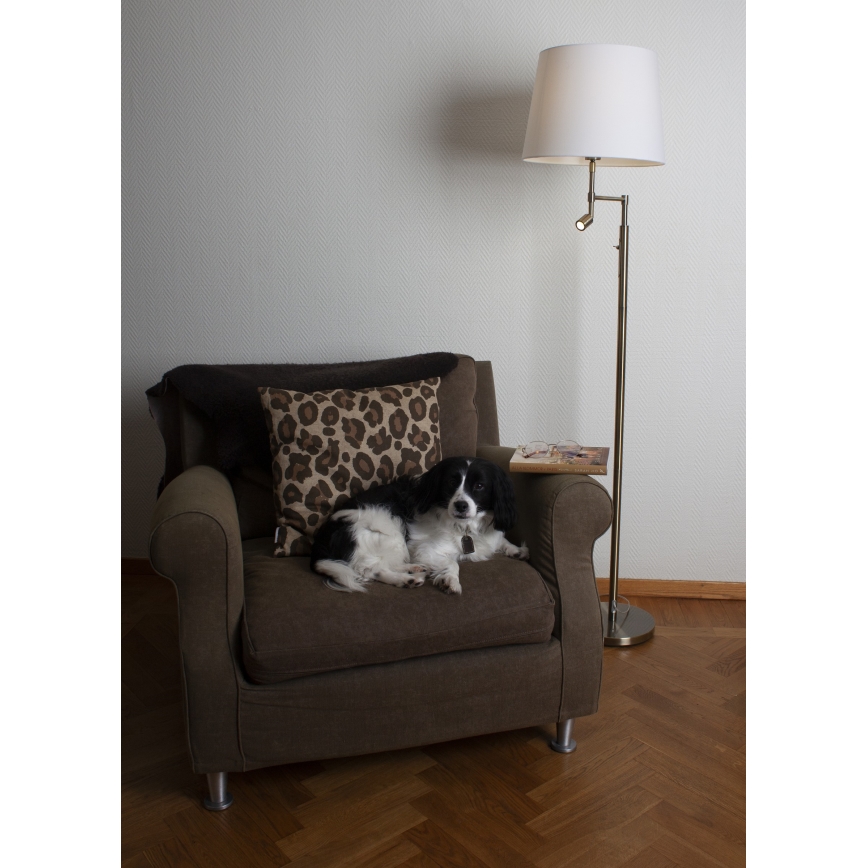 ByRydens - Lampadaire ORLANDO 1xE27/5W/230V + LED/3W blanc/bronze d. 36 cm
