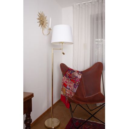 ByRydens - Lampadaire ORLANDO 1xE27/5W/230V + LED/3W blanc/doré d. 36 cm