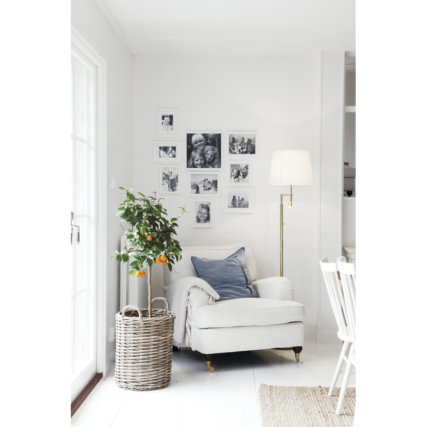 ByRydens - Lampadaire ORLANDO 1xE27/5W/230V + LED/3W blanc/doré d. 36 cm