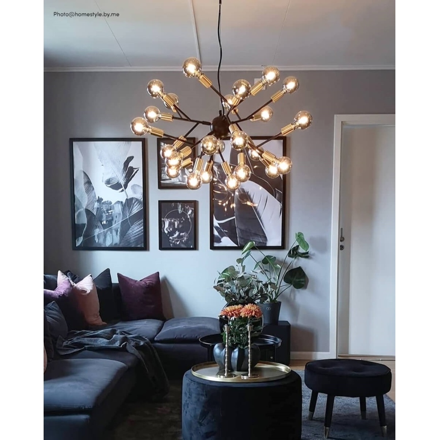 ByRydens - Lampadario a sospensione con filo HEROES 24xE27/5W/230V nero diametro 80 cm