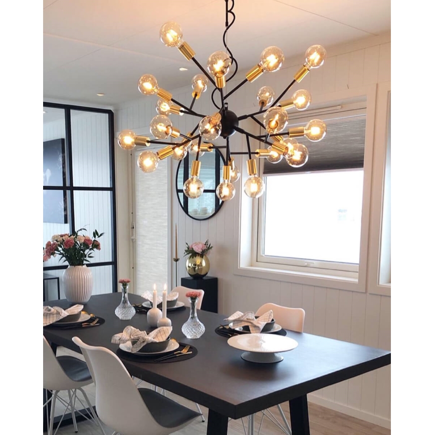 ByRydens - Lampadario a sospensione con filo HEROES 24xE27/5W/230V nero diametro 80 cm