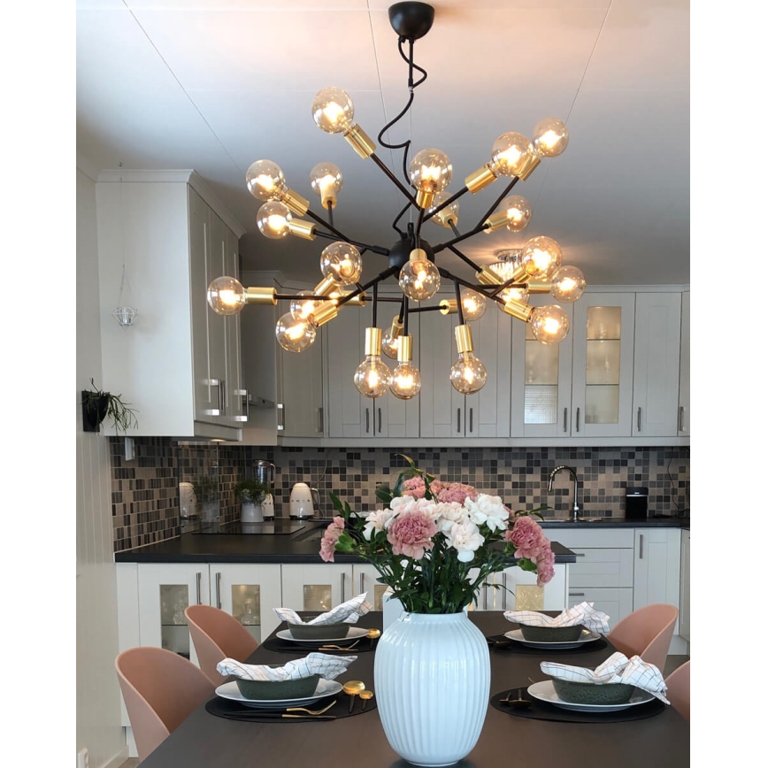 ByRydens - Lampadario a sospensione con filo HEROES 24xE27/5W/230V nero diametro 80 cm