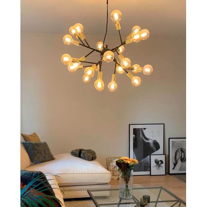 ByRydens - Lampadario a sospensione con filo HEROES 24xE27/5W/230V nero diametro 80 cm