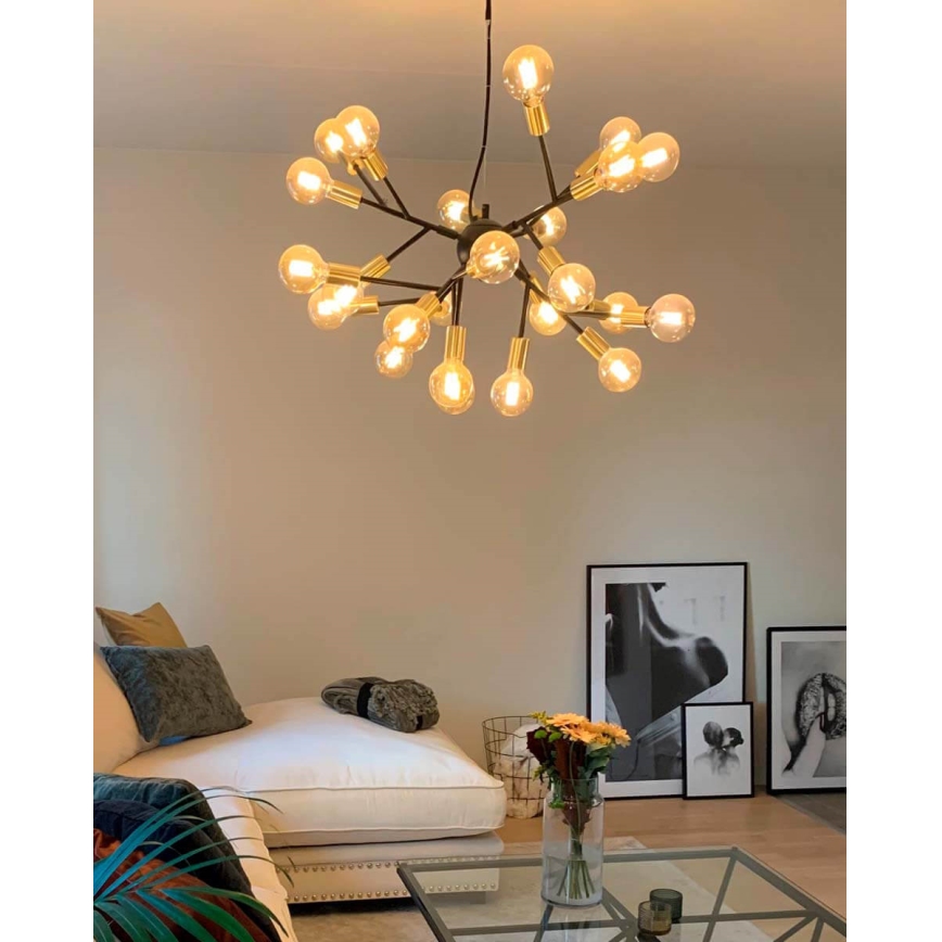 ByRydens - Lampadario a sospensione con filo HEROES 24xE27/5W/230V nero diametro 80 cm