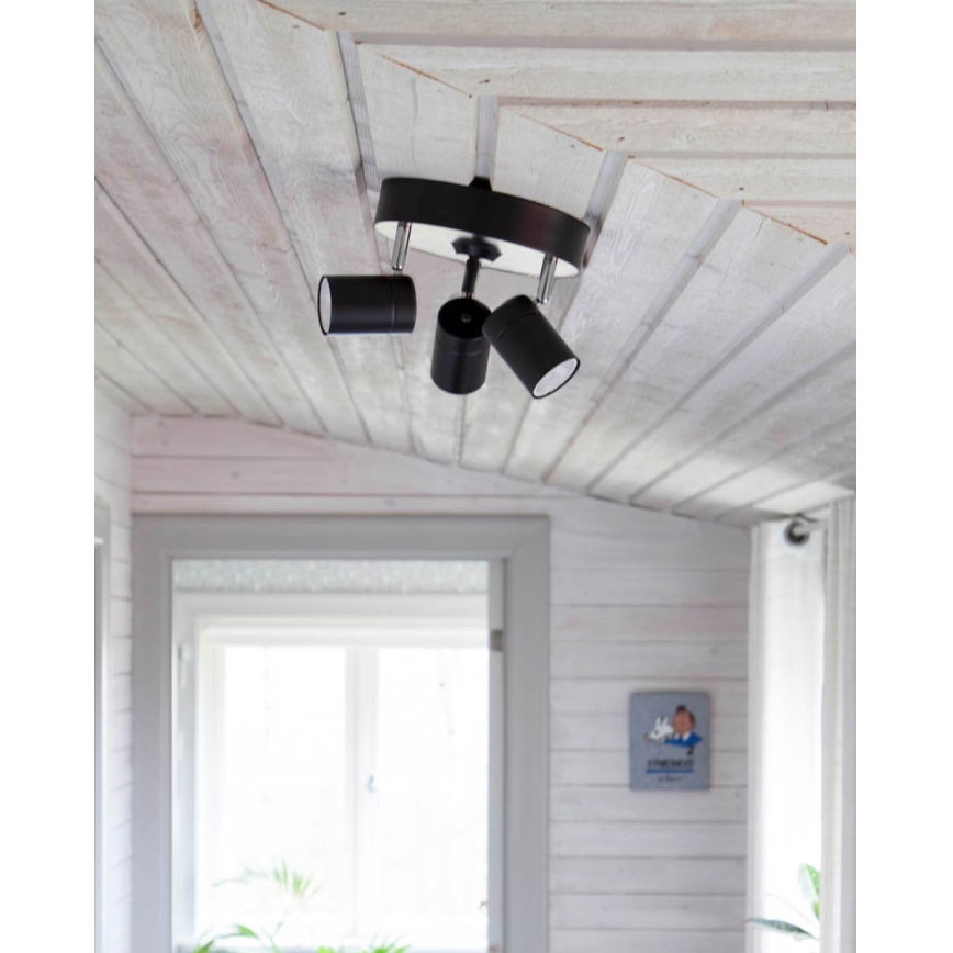 ByRydens - Strahler CORRECT 3xGU10/7W/230V schwarz d 20 cm