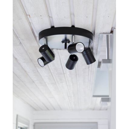 ByRydens - Faretto CORRECT 5xGU10/7W/230V nero Ø 30 cm